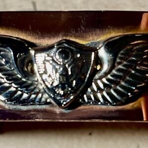 Air crewman bracelet/cuff. Copper and an authentic set of air crewman wings